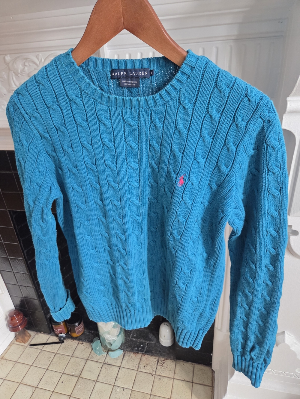 Polo Ralph Lauren cable knit cotton sweater - M Women's Turquoise